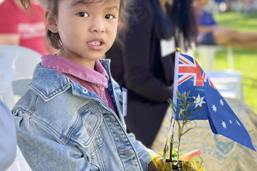 Four-year-old Prizna, whose parents come from Nepal, was one of a number of new Aussies who turned True Blue in Horsham on Australia Day last year.