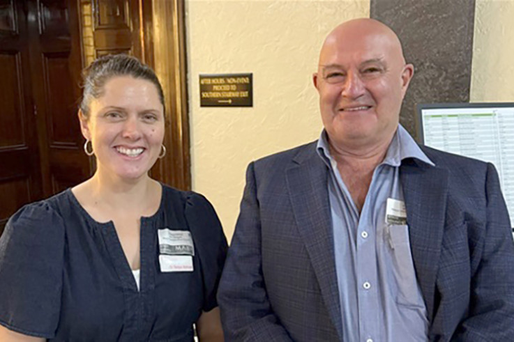 Mayor Ron Ismay (right) with Tanya Kehoe, mayor of Pyrenees Shire.