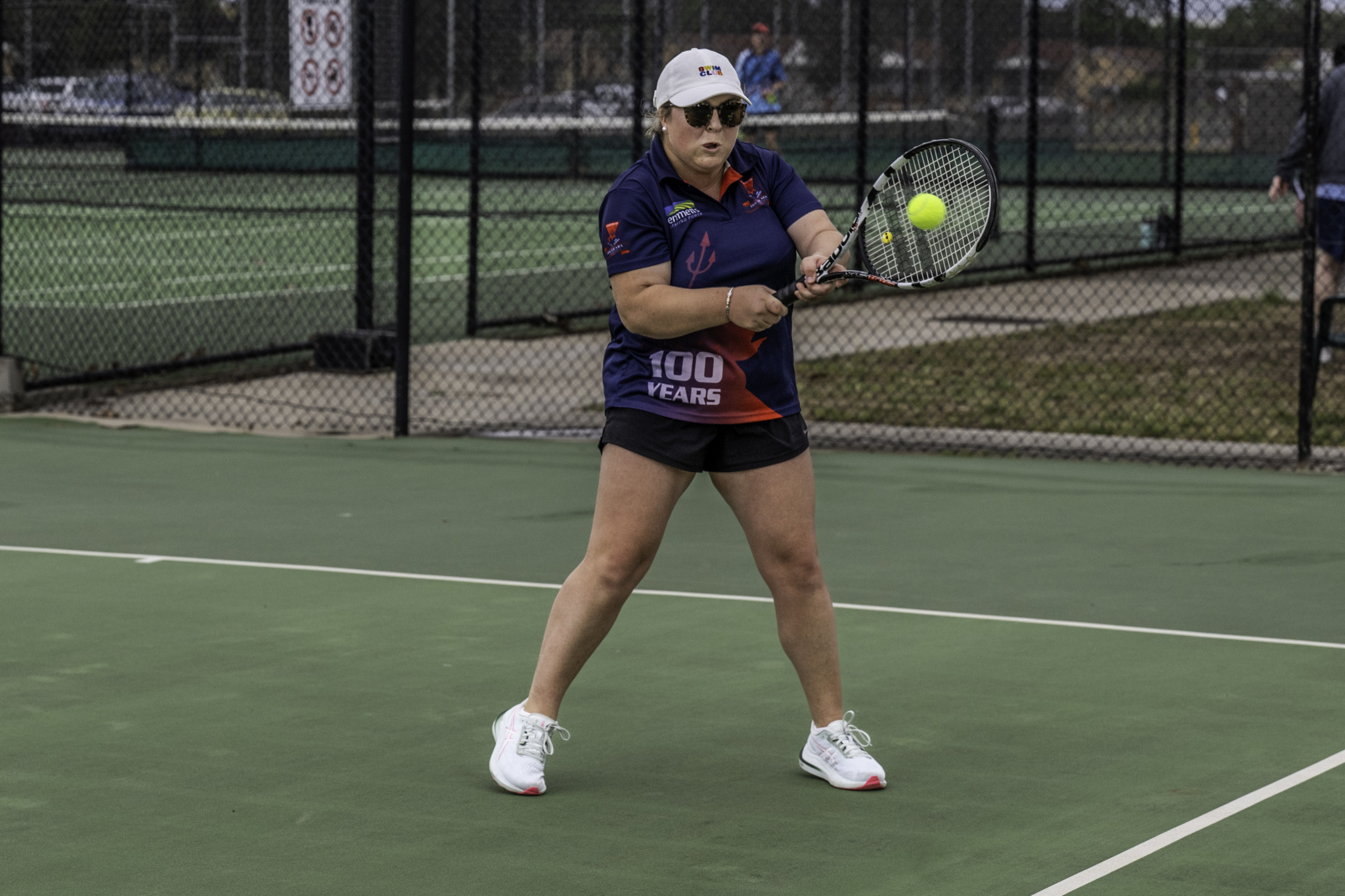 Laharum's Lucy Butler connects a backhand during her side's B special clash against Central Park.