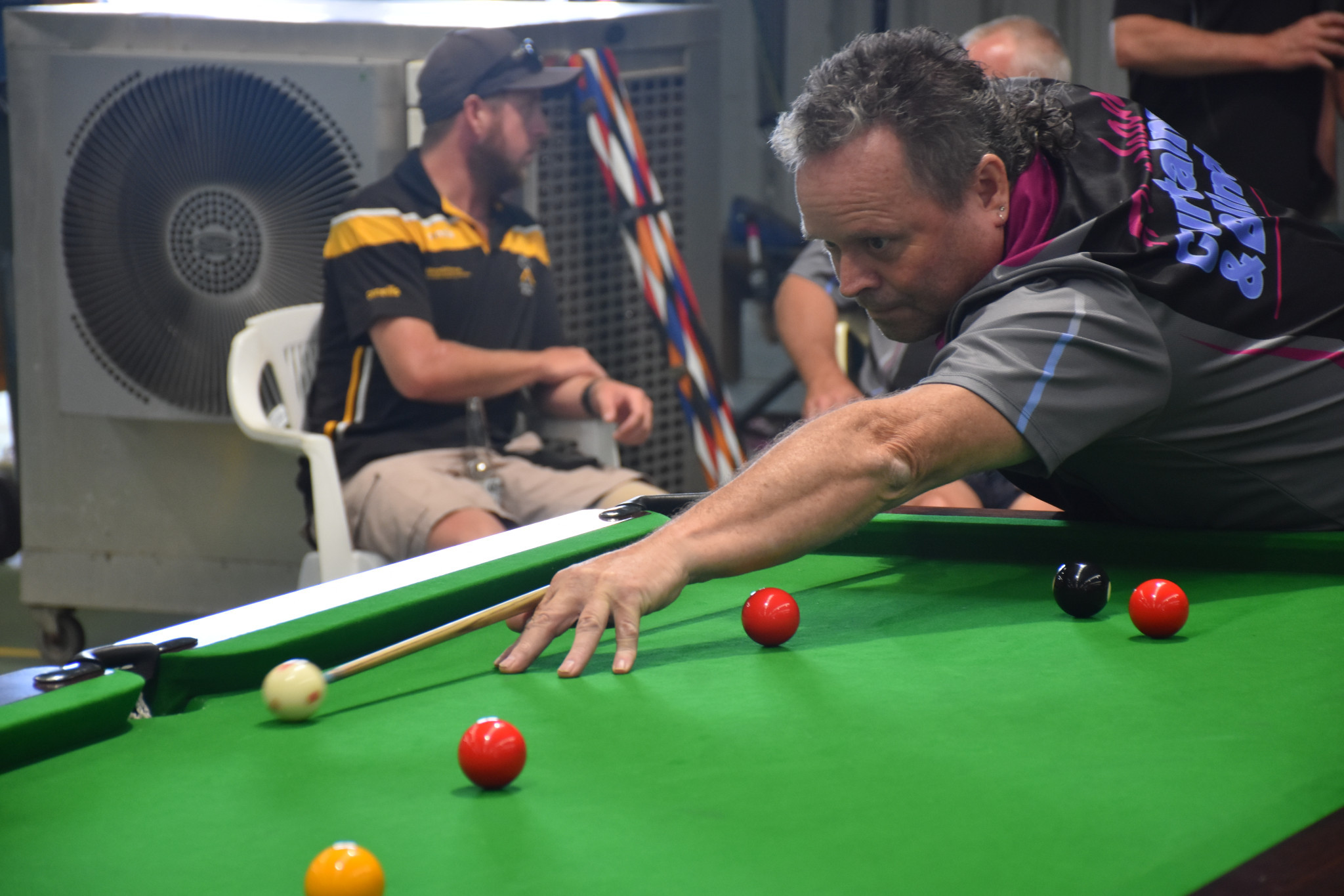 Horsham's Michael Bates, part of the winning division three White Hart team lines up his shot. PHOTO: CHRIS GRAETZ