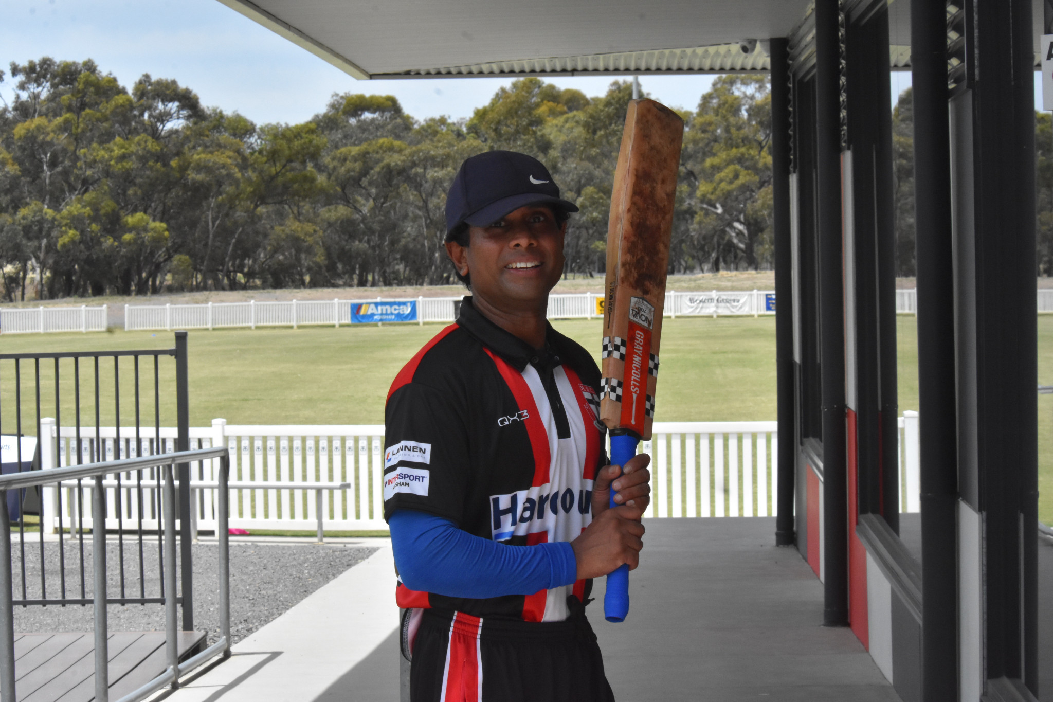 Horsham Saints Lahiru Nanayakkara, after his innings, an unbeaten 101 in B-grade against BrimKSH. PHOTO: CHRIS GRAETZ