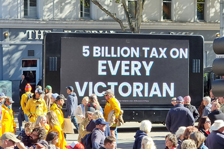 Thousands of Victorians have taken their fight against the new emergency service levy to parliament steps in Melbourne.