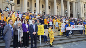 Rally on the steps of parliament