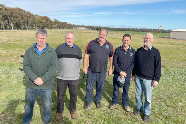 The top shots for the day, from left to right: Alister Row, Hamilton; John Read, Natimuk; Tony Crisp, Birchip; Craig Leamon, Horsham; George Holden, Stawell.