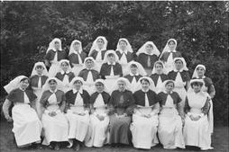 Nursing sisters at No 1 Australian Auxiliary Hospital, which was officially closed on December 31 1918. SN Ruby Emily Olive Wilson is third from the right in the centre row.