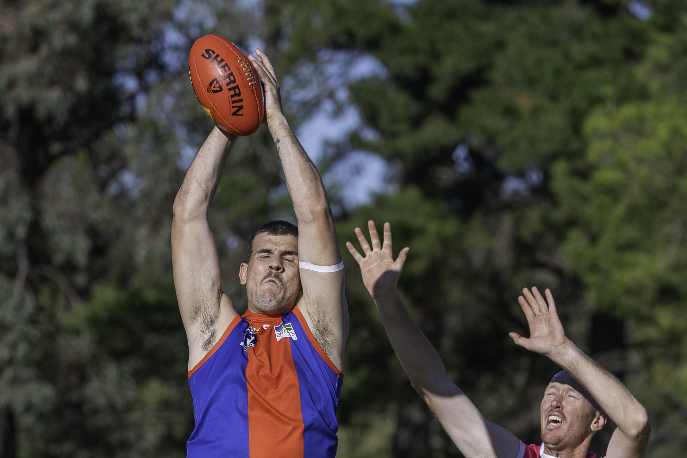 Rupanyup’s Jesse Jesson goes up for the mark.