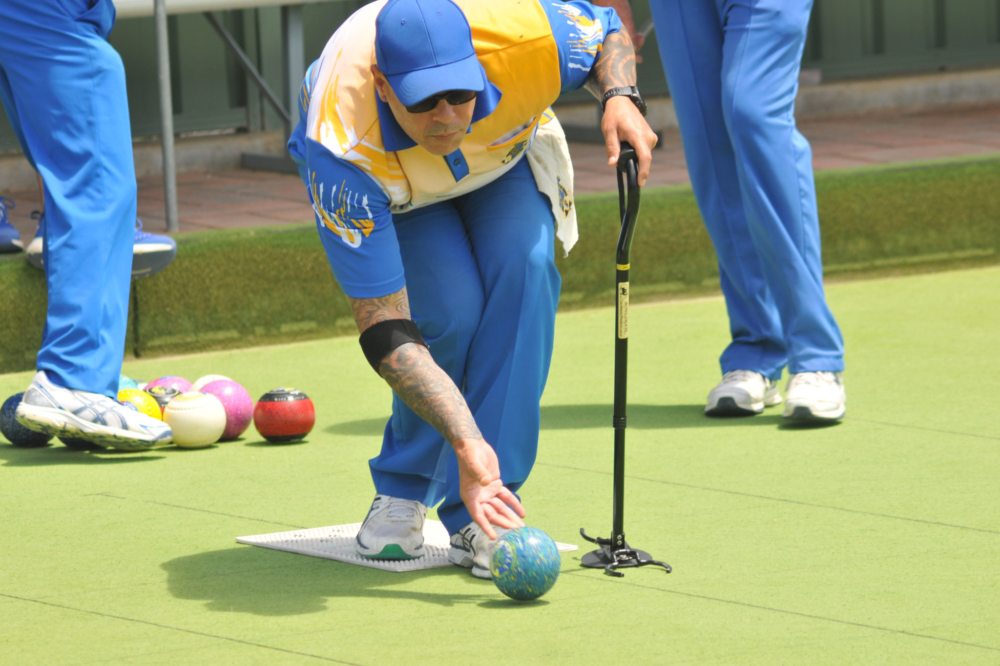 Ryder Byrnes bowls for Nhill in division one against Horsham City. His rink lost 16-27. PHOTO: CHRIS GRAETZ