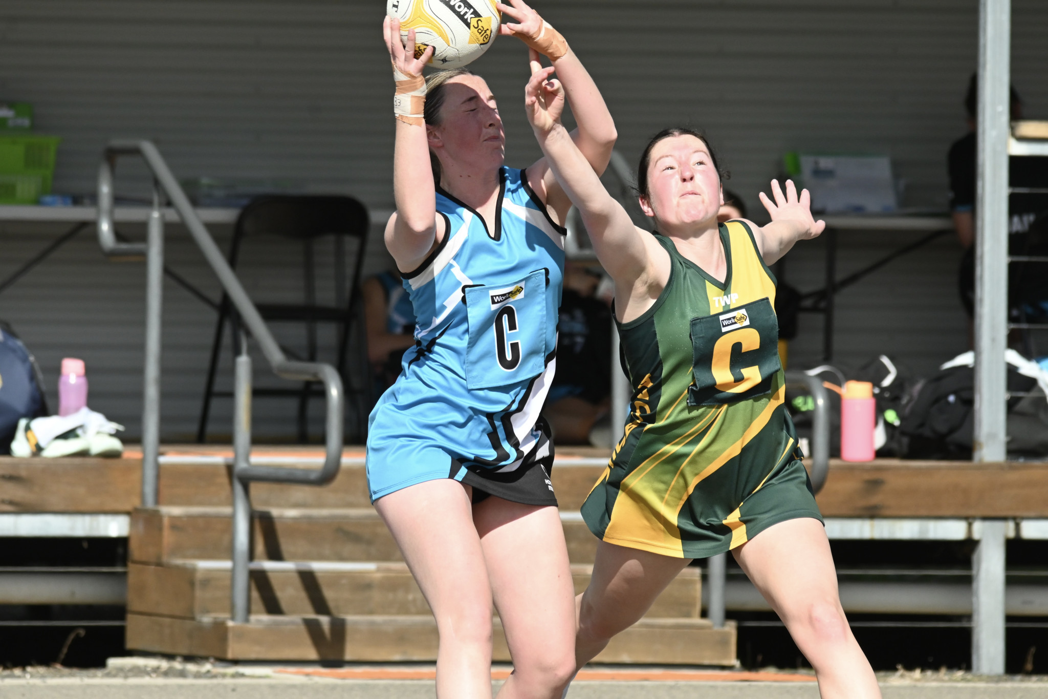 Thunder's Rylee Cocks grabs a high pass.