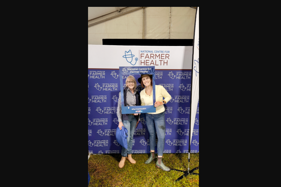 Jade Benham MP at the National Centre for Farmer's Health tent at Mallee Machinery Field Days.