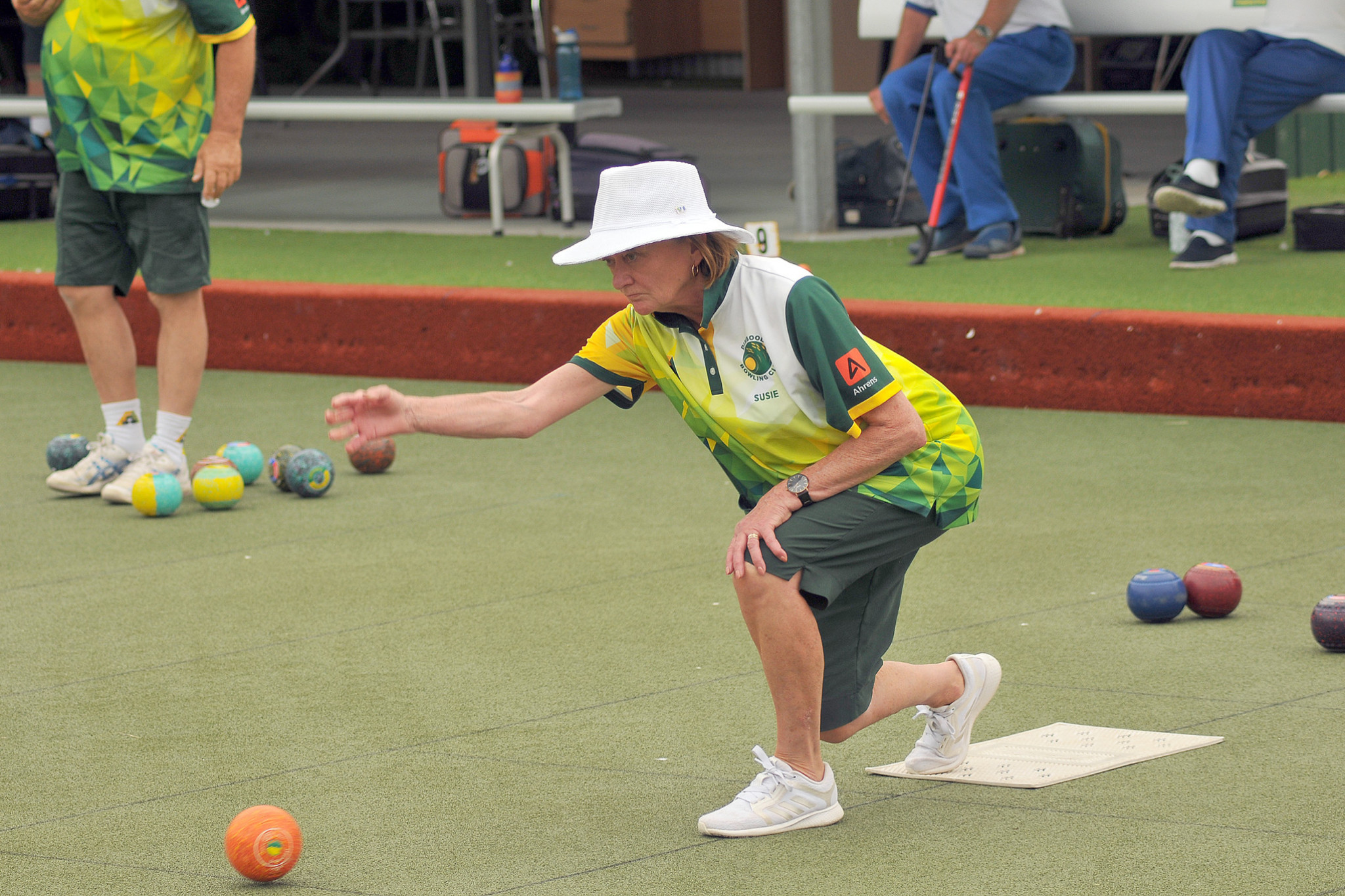 Susie Barber bowls for Dimboola in division two against Horsham City. Her rink lost 7-44. PHOTO: CHRIS GRAETZ