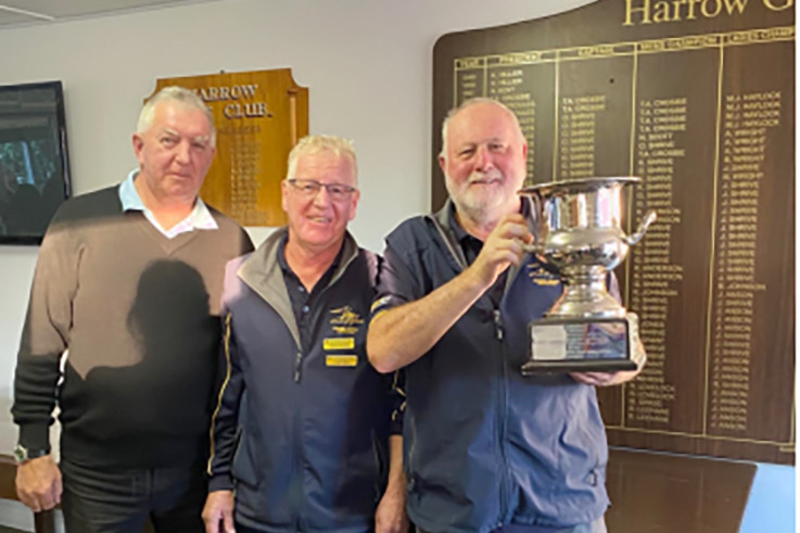 Warracknabeal Golf Club's Ian Hair, right, won the Wimmera Veteran Golfers annual Three-Way Challenge at Harrow in May.