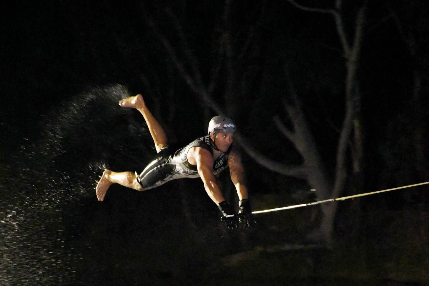 Luke Van Den Heuvel with his final jump of the night. Photo: David Ward