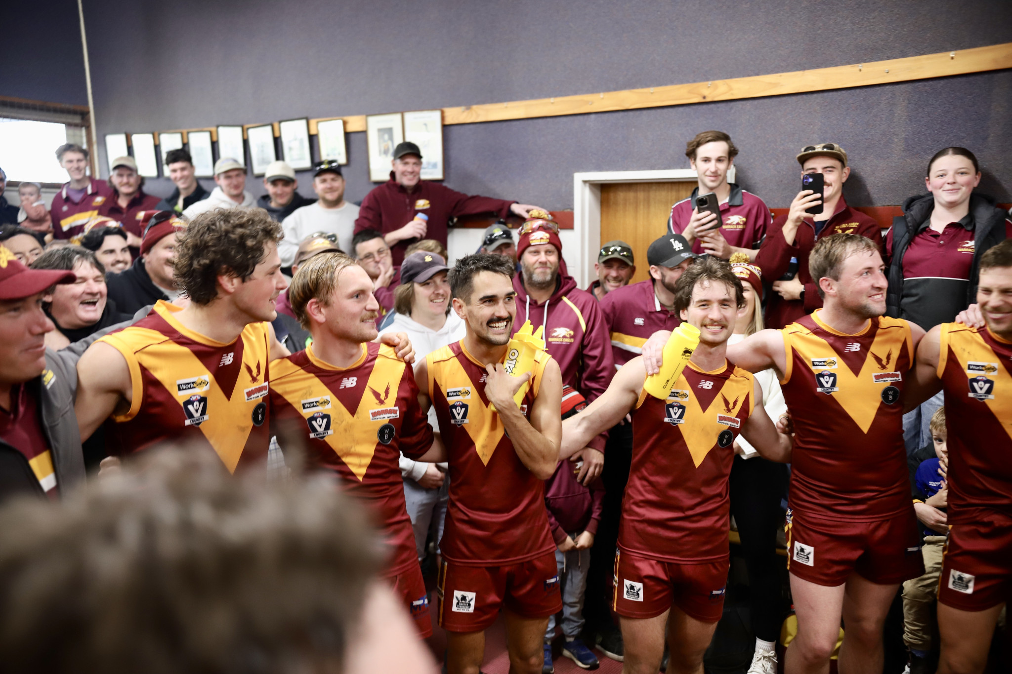 The Warrack Eagles were in full voice after recording their third win of the season. picture from GABBY POWELL