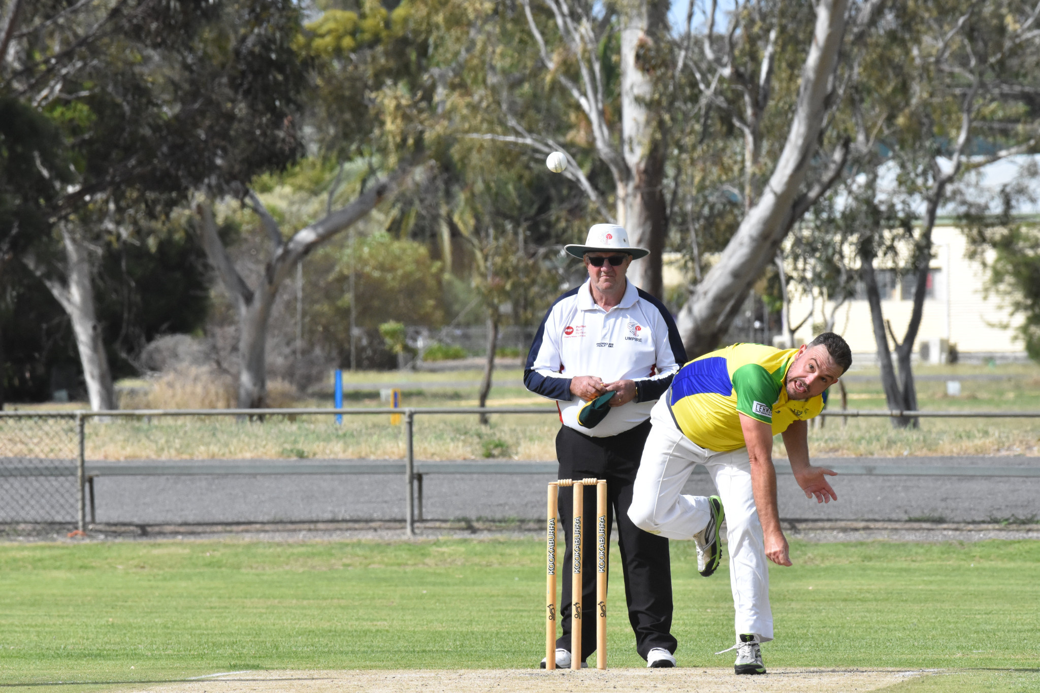 Tony Wills umpires a game at Dimboola last season.