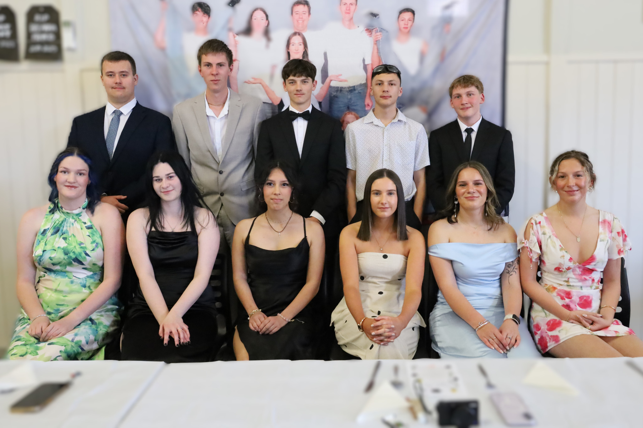 Rainbow P-12 College's Year-12 graduates - (back) Aiden Preston, Charlie Roberts, Cooper Stas Stasinowsky, Zander Eckermann, and Kayden Kues-Sales, (front) Phoebe Bigham, Anna Francis, Chantelle Muggeridge, Nekeisha Bastin, Holly Doxey and Lilly Williams.