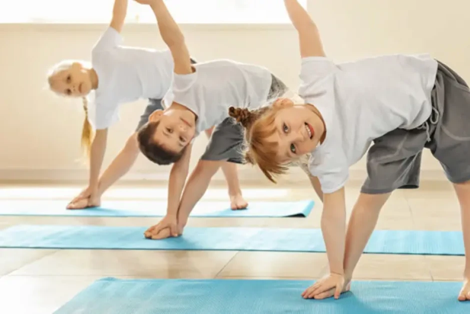 Children can unwind with yoga.