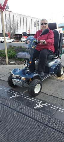 Horsham Mobility Group secretary Elaine Cooper at one of the wombat crossings.