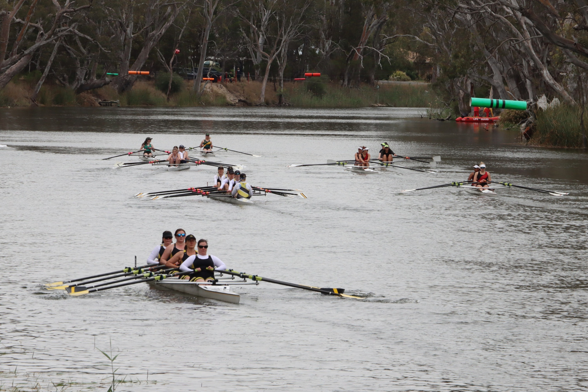 Rowers on the way to the start. PHOTO: SIMON KING