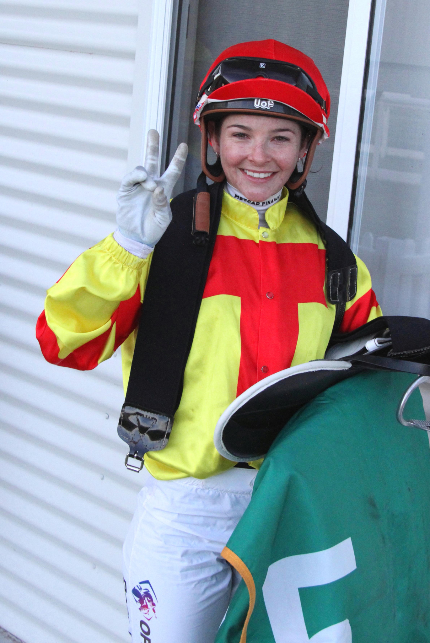 Jockey Rose Hammond celebrates her two wins for the day. PHOTO: MATT RIGBY