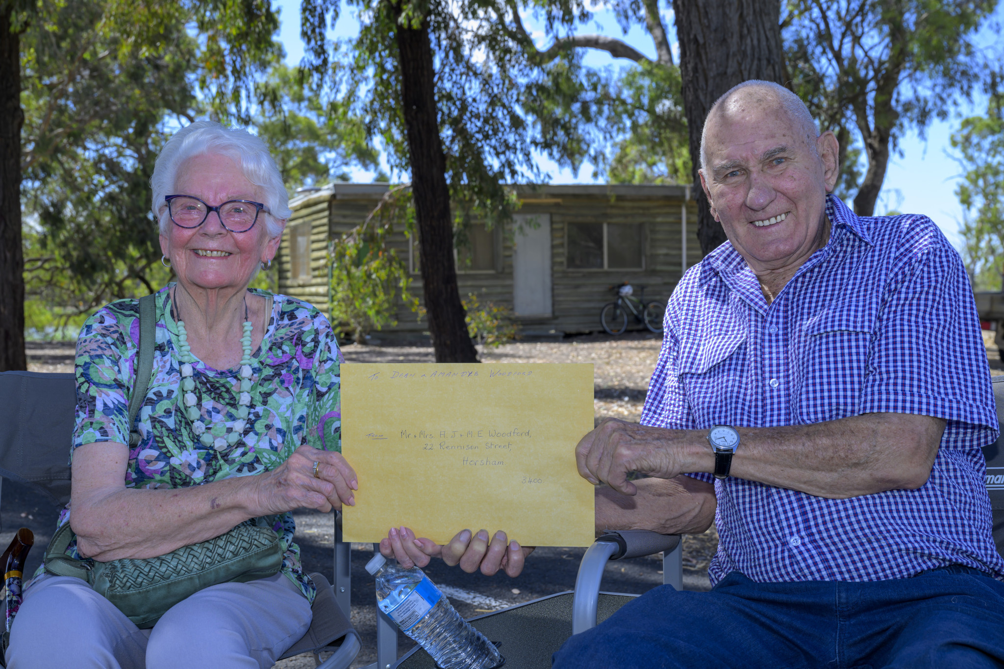 lan and Margaret Woodford returned at the opening day to collect their letter. Photo: ROBIN WEBB