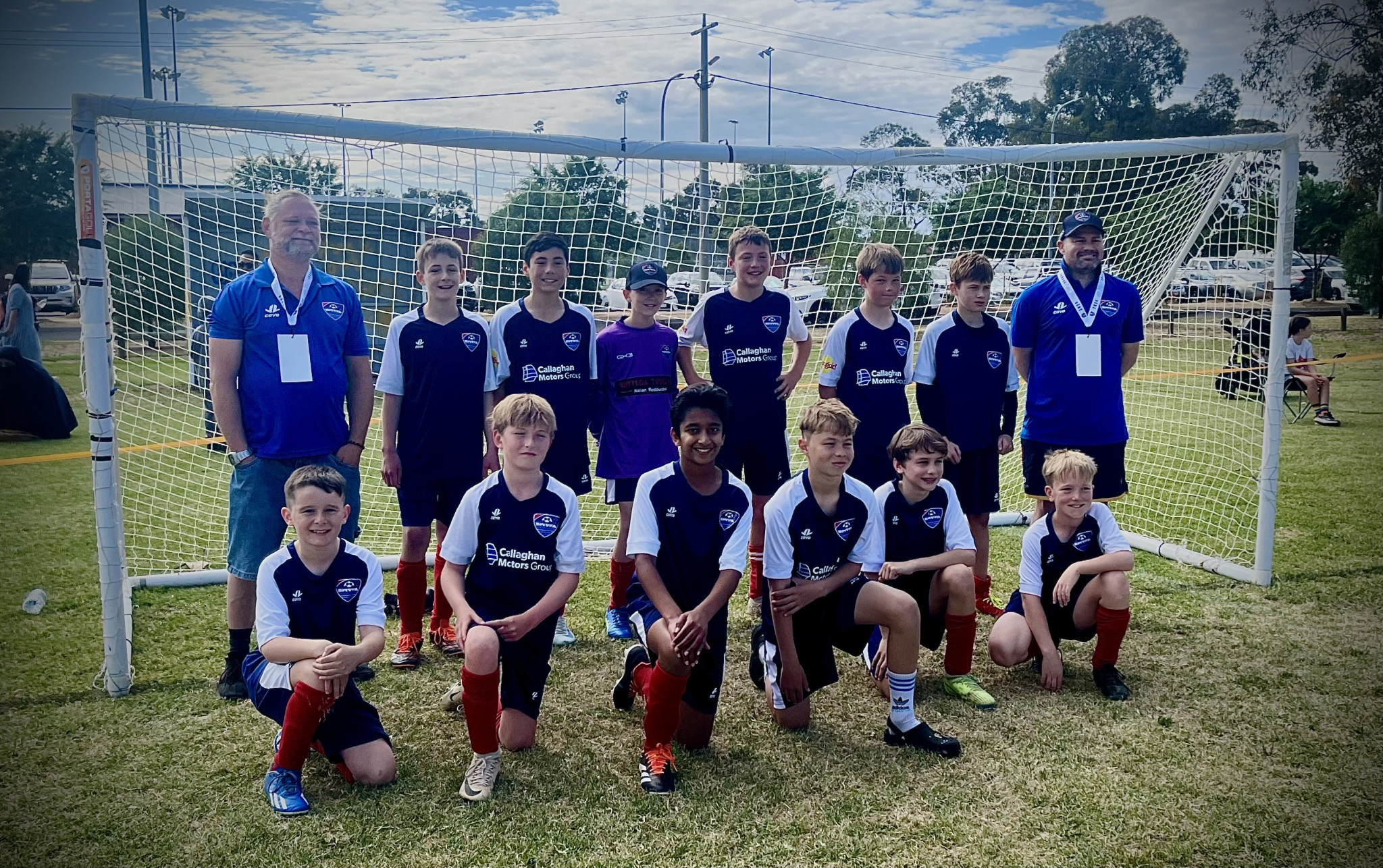 SWVFA U12’s L-R: Front - Jonah Sabo, Zavier Vingrys, Sineth Hamsa, Jasper Atodiresei, Louie Welsh, Charlie Dainty. Back: Janis Vingrys (coach), Kaden Thomas, Aiden Guerrero, Ethan Lawrence, Austin Francis, Darcy McCarthy, Rhyce Levett, Ross Levett (A/Coach). PHOTO: SUPPLIED