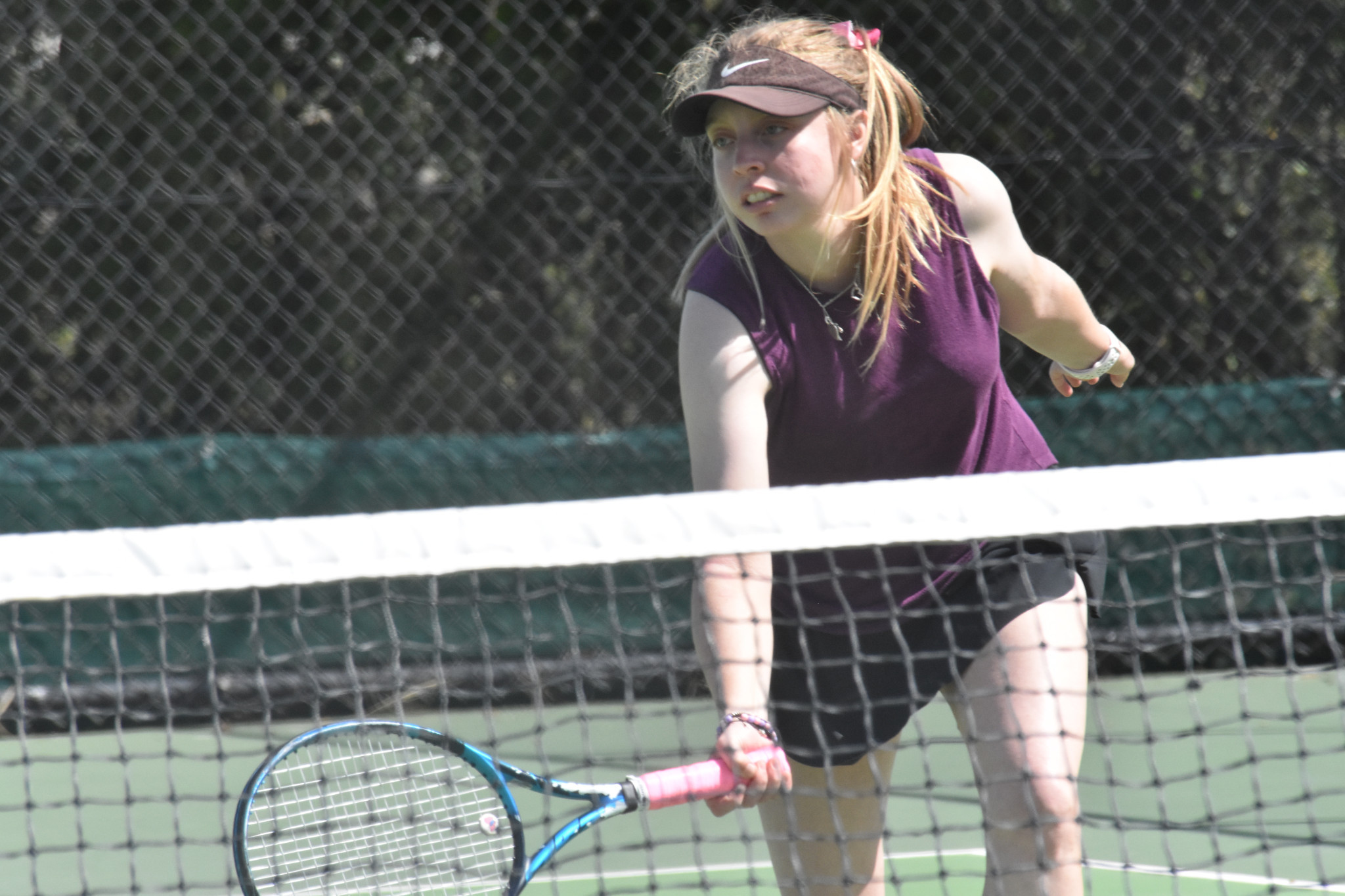 Central Park’s Willow Sainsbury reaches for a volley. PHOTO: CHRIS GRAETZ