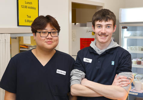 Kaw Htoo Say Jah and Riley Wilde from the Food Services team in Wimmera Nursing Home.